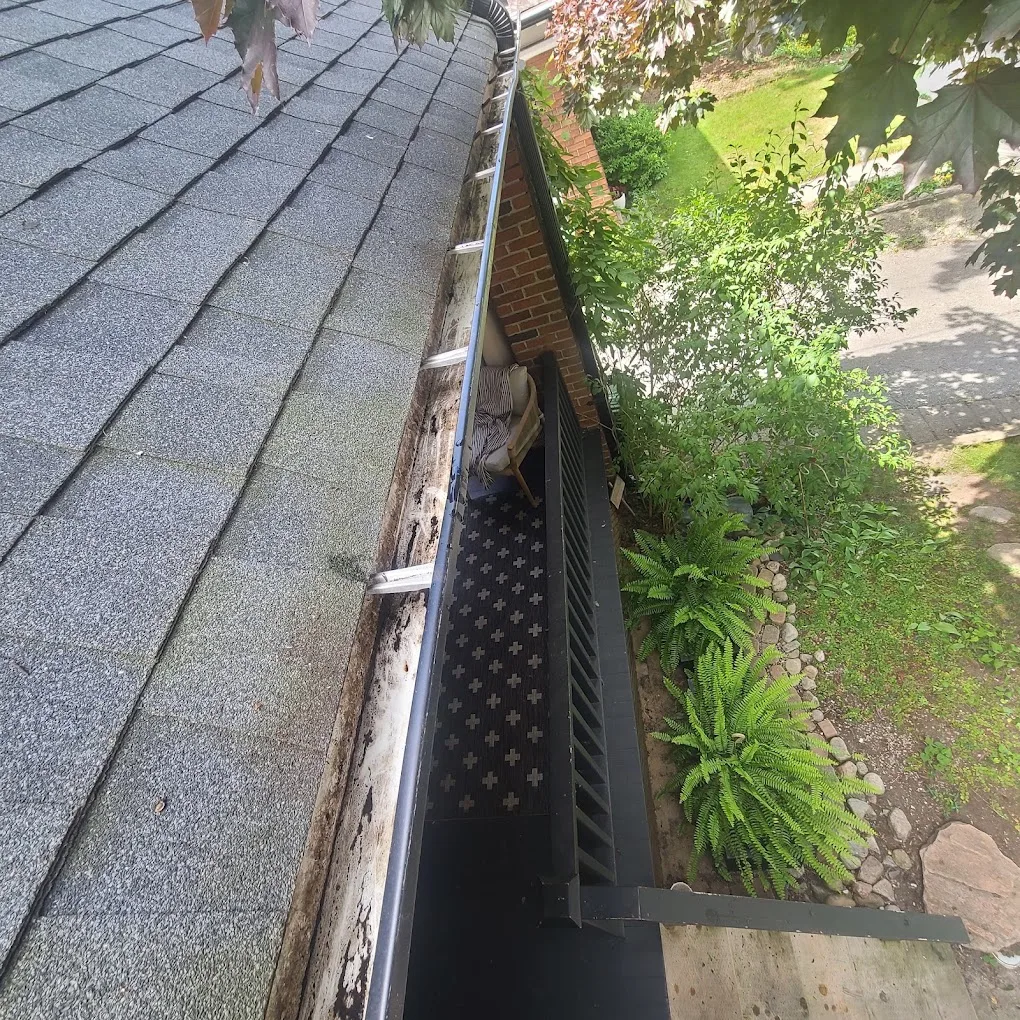 Cleared gutter following debris removal