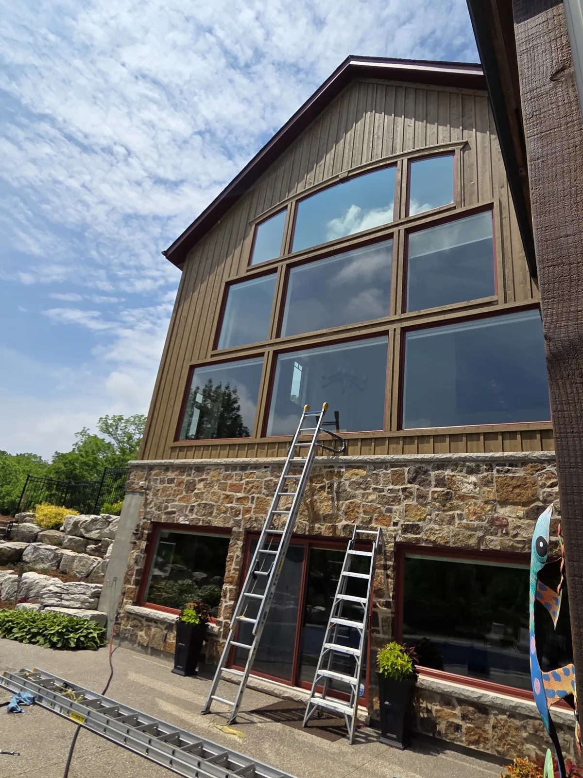 Wide view of a completed large-window project